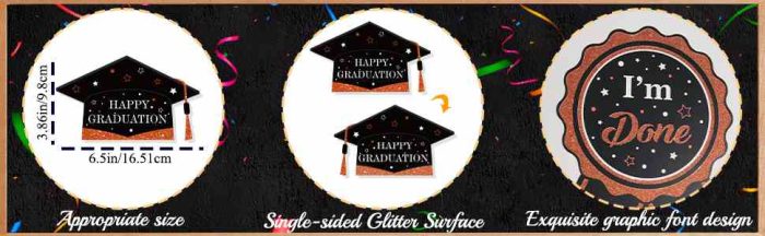 Graduation Decorations for Class of 2026-30pcs Glitter Blue Gold Graduation Table Centerpieces Sticks with LED String Lights for College High School 2026 Graduation Party Favors Supplies - Image 3