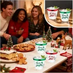 60Pcs Christmas Party Decorations Cups - 9Oz Merry Christmas Theme Red Green Disposable Plastic Cups for Xmas Wedding Thanksgiving Birthday Holiday Party Supplies Xmas Party Drinks - Image 2