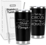 CUPLOOV Crap Turns Out This Is My Circus Tumbler, Funny Birthday Mother's Day Gift for Mom Boss Teacher Manger, 20 Oz White Stainless Steel Tumbler Cup Christmas Gifts Ideas