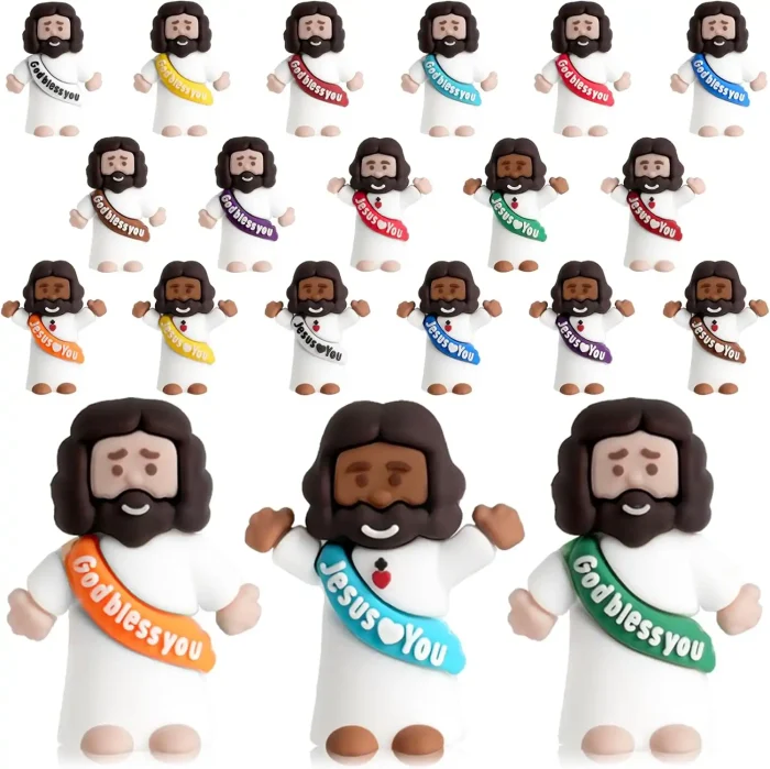 25pcs Little Jesus Figures, Multicolor Mini Figurines in Bulk, Tiny Baby Jesus Rubber Toys to Hide and Seek for Valentine's Day Gifts, Easter Egg Hunts, Sunday School Supplies, Kids & Adults - Image 1