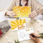 GRADESIN 60 Hello Postcards for Mailing Bulk Blank Greeting Cards 4 x 6 Inch Sunny Sunflower Colorful Smiley Face Post Cards for Kids Adults Teachers Students Assorted Blank Note Cards 5 Hello Designs - Image 3
