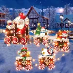 Christmas Train Decorations Yard Signs with LED Lights - Christmas Tree Snowman Train Set Lawn Signs with Stakes for Holiday Xmas Lawn Garden Yard Decorations Outdoor, 5 Pack - Image 3