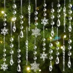Christmas Tree Decorations Crystal Ornaments - 18pcs Iridescent Christmas Ornaments Acrylic Snowflakes Icicle Drop Crystal Hanging Ornaments for Xmas Tree Winter Holiday Frozen Party Decorations - Image 4