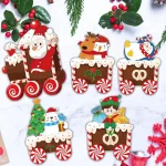 Christmas Train Decorations Yard Signs with LED Lights - Christmas Tree Snowman Train Set Lawn Signs with Stakes for Holiday Xmas Lawn Garden Yard Decorations Outdoor, 5 Pack