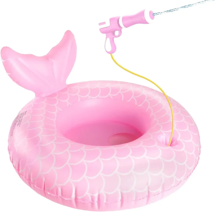 Mermaid Pool Float Toys with Water Gun for Girls Kids 3-5 Years Old, Inflatable Pool Floats for Toddlers Swim Floats Kids Beach Toys - Image 1