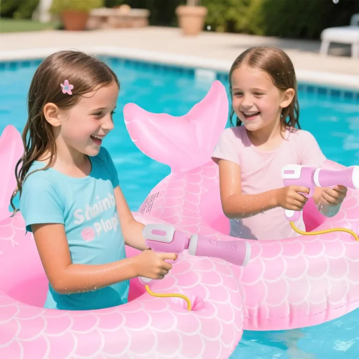 Mermaid Pool Float Toys with Water Gun for Girls Kids 3-5 Years Old, Inflatable Pool Floats for Toddlers Swim Floats Kids Beach Toys - Image 2