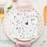 100 Sheets Spring Wildflower Napkins, Floral Disposable Paper Napkins with Flower Butterfly for Spring Wedding Birthday Tea Party Supplies 4.3"×7.9" - Image 2
