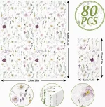 100 Sheets Spring Wildflower Napkins, Floral Disposable Paper Napkins with Flower Butterfly for Spring Wedding Birthday Tea Party Supplies 4.3"×7.9" - Image 3