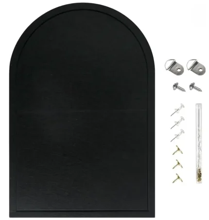Arched Felt Bulletin Board, Sized 23.6" x 17.3" Cork Board Alternative Grooved Edge Foldable for Office & Wall, Customizable Adhesive Tiles with Pins Hooks for Photo Display School Home Office, Black