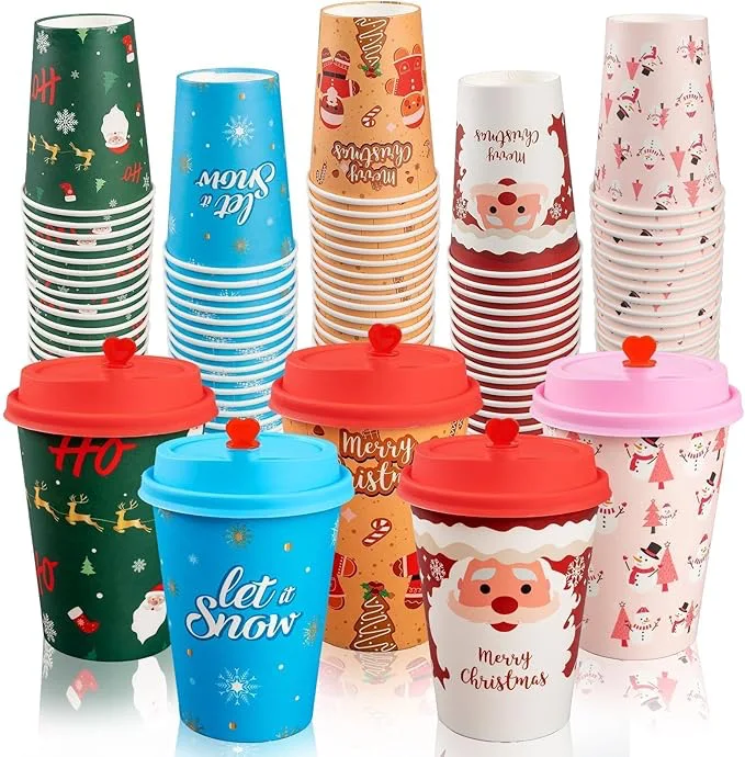 81c-qDtSpCL._AC_SX679.webp 50 Pack Christmas Hot Coffee Cups with 50Pcs Lids, Xmas 12 Oz To Go Coffee Cup Hot Chocolate Cups, Christmas Disposable Paper Cup for Cold Drinks Holiday Winter Party Supplies - Image 1